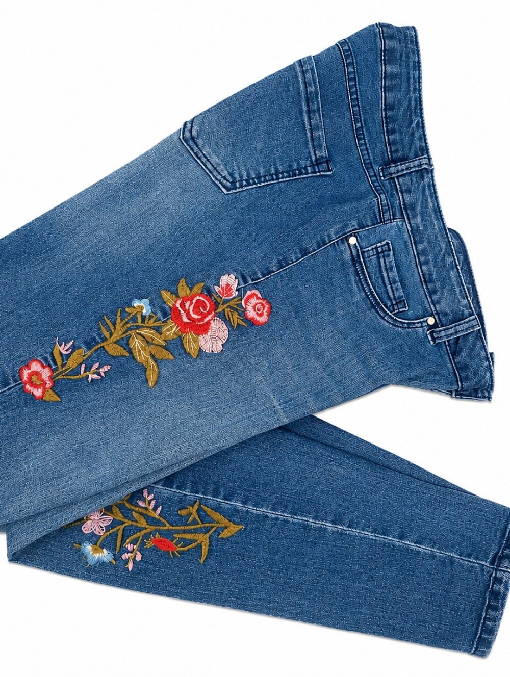 Y2K Boho Inspired Embroidered Straight Leg d. Jeans